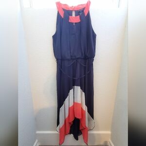 ENFOCUS Studio Maxi Dress Womens Size 14 Sleeveless Asymmetrical Navy Blue